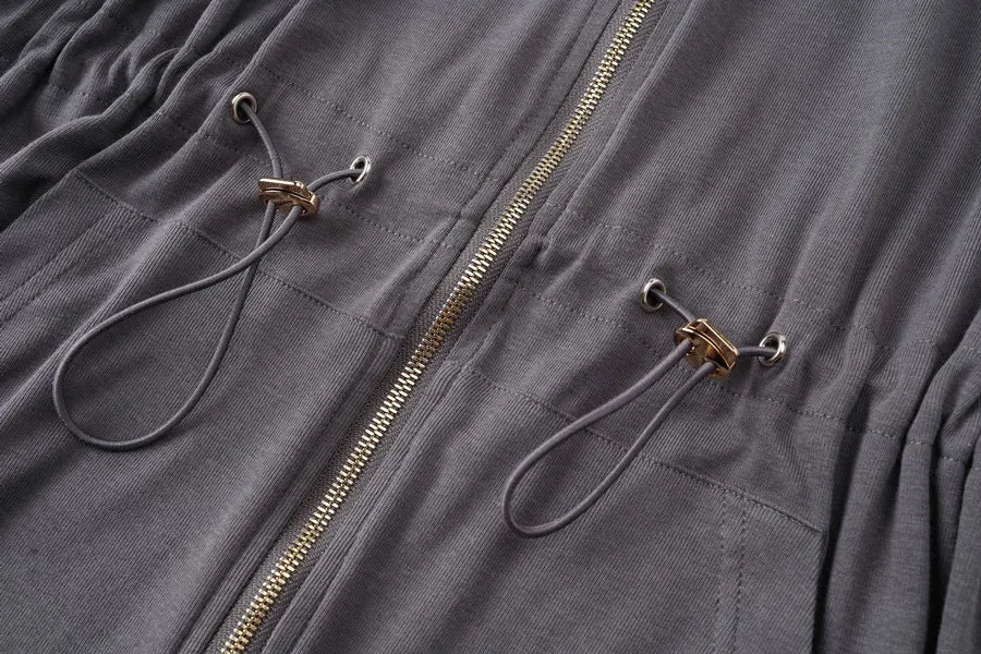 AS AW2024 fashion spring/summer woman clothes modal fabric loose style gold zipper dress (ship out in 24 hours)