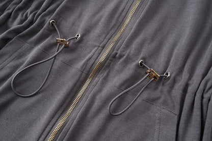 AS AW2024 fashion spring/summer woman clothes modal fabric loose style gold zipper dress (ship out in 24 hours)