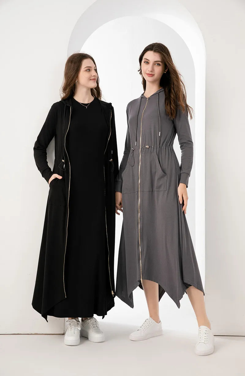 AS AW2024 fashion spring/summer woman clothes modal fabric loose style gold zipper dress (ship out in 24 hours)