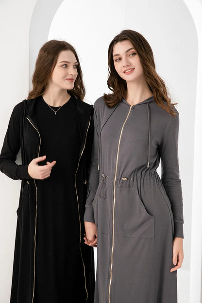 AS AW2024 fashion spring/summer woman clothes modal fabric loose style gold zipper dress (ship out in 24 hours)