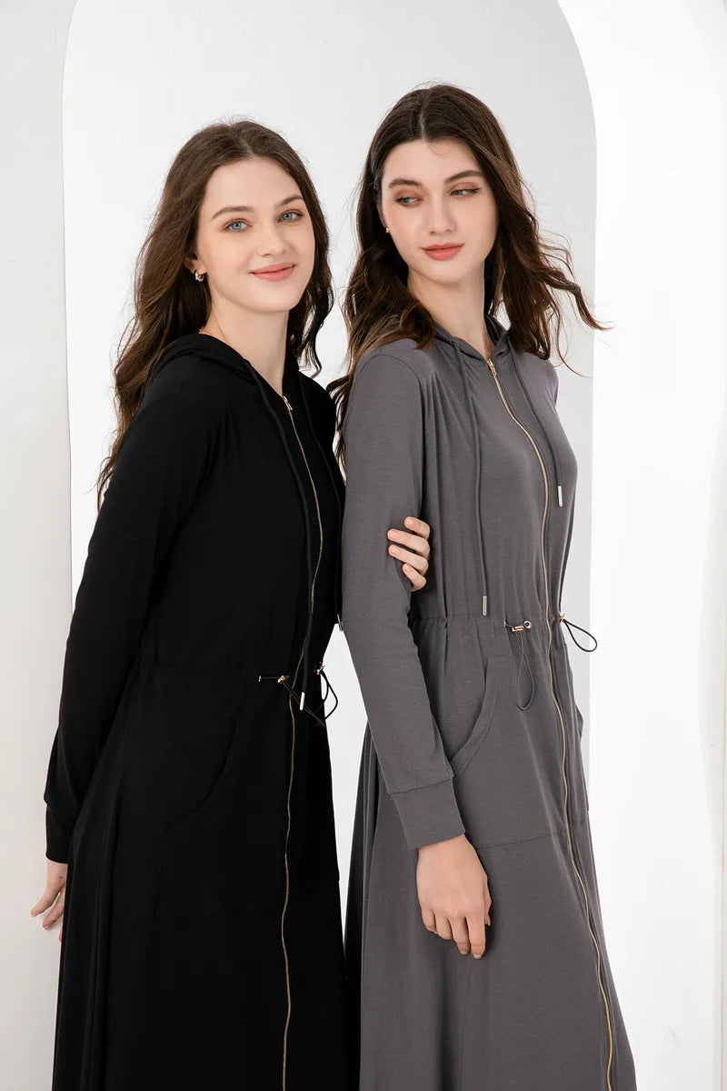 AS AW2024 fashion spring/summer woman clothes modal fabric loose style gold zipper dress (ship out in 24 hours)