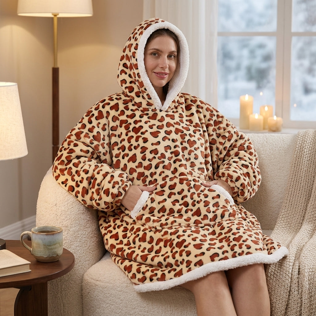 Hoodie Couverture Léopard Femme