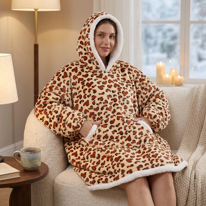 Hoodie Couverture Léopard Femme